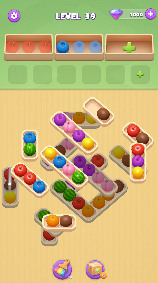 Fruit Pop Blast gameplay screenshot showing a colorful puzzle board